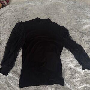 Frank Lyman Design Black Sheer Sleeve Top